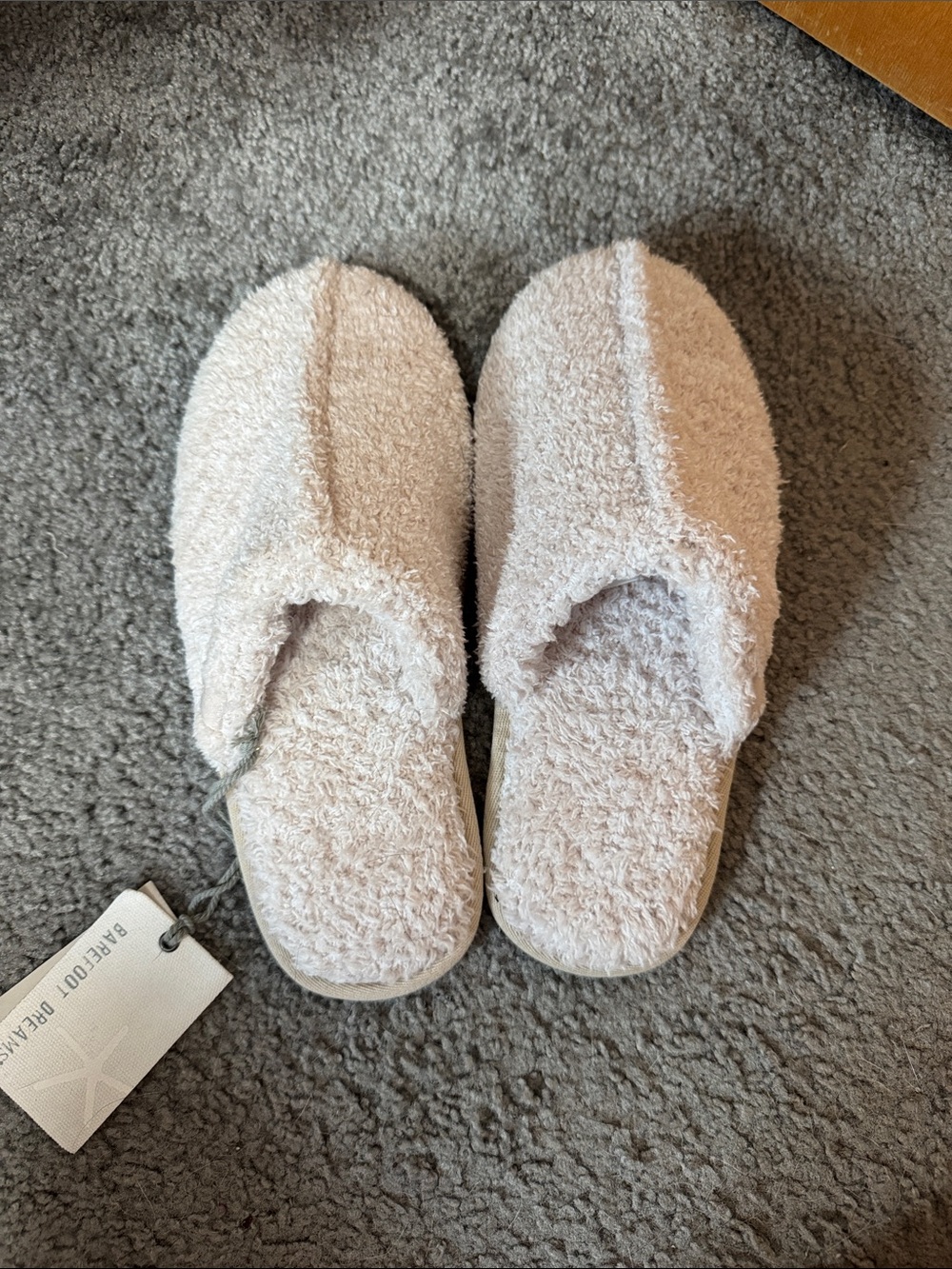 Barefoot Dreams Stone/Cream Sherpa Slide Slippers